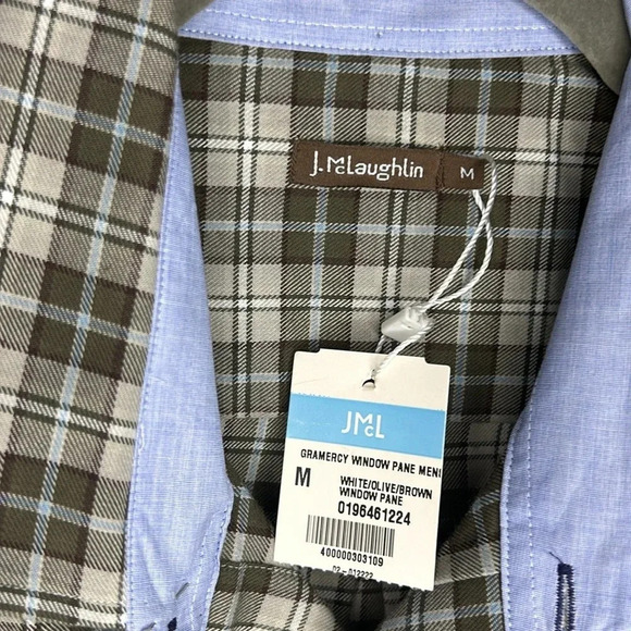 J.McLaughlin NWT men’s brushed cotton gramercy window pane long sleeves Size M - Picture 2 of 6
